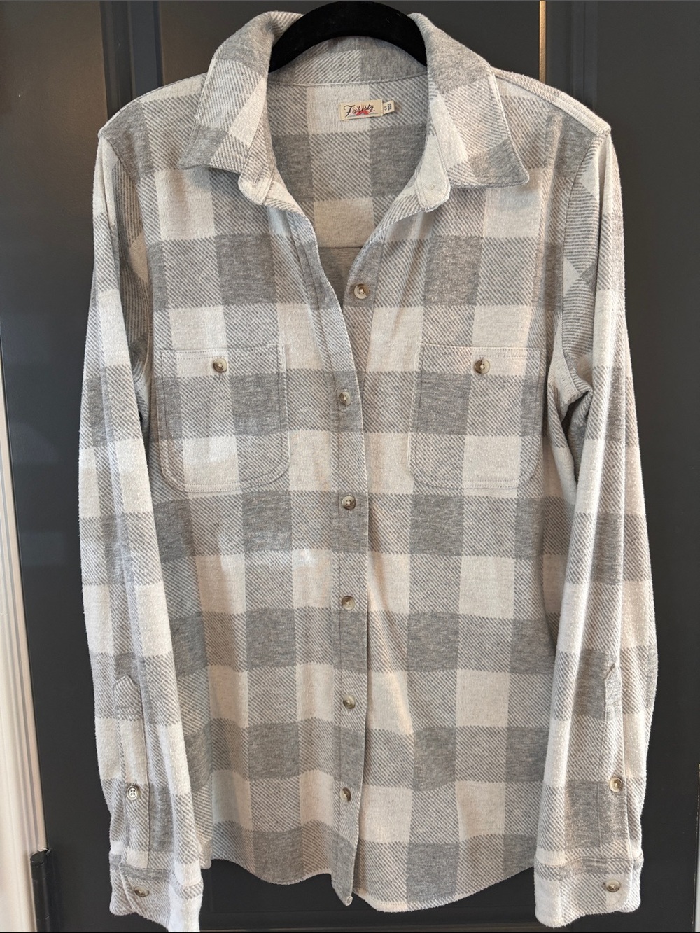 Faherty Legend Flannel Grey and White Plaid Button-Down Shirt